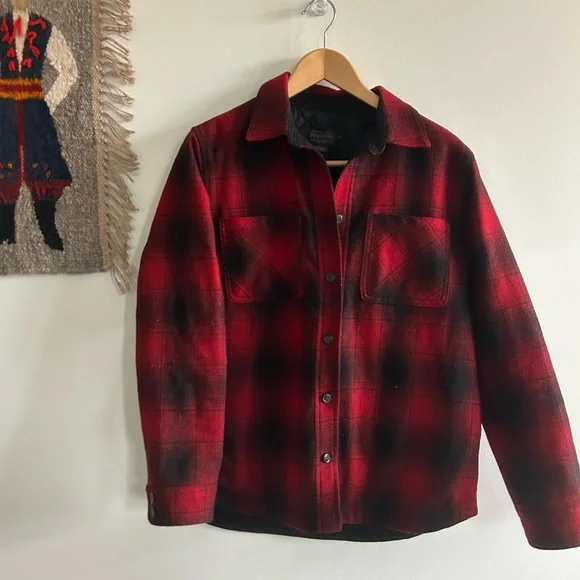 Pendleton red Shirt Jacket Quilted Lining Small - Picture 3 of 10